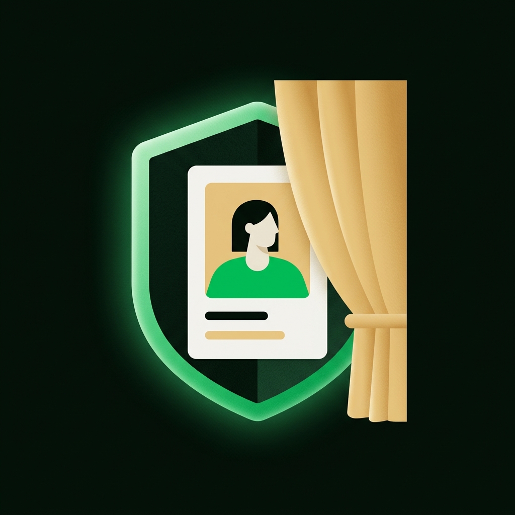 A profile card protected behind a green shield